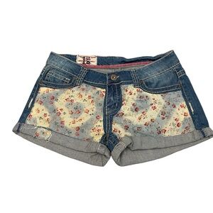 1st Kiss Floral Pastel Y2K Low Rise Denim Cottagecore Junior Shorts size 9